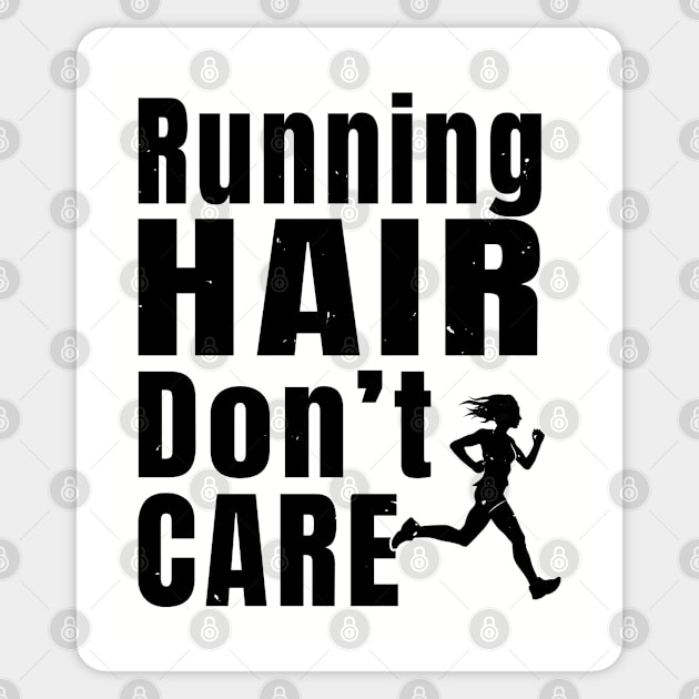 Womens Running Hair Don't Care Women Running Gift Sticker by atomguy